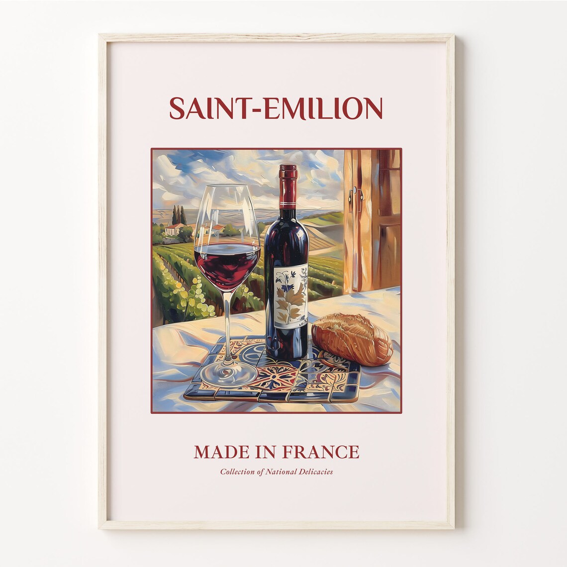 Saint-Emilion French Bordeaux Wine National Delicacy Art Poster
