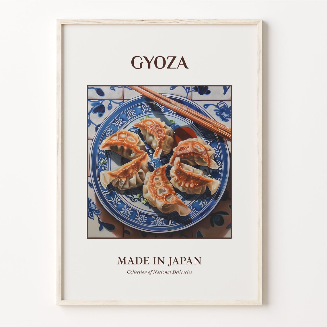 Gyoza Japanese Pan Fried Dumplings Chopsticks Tile Art Poster
