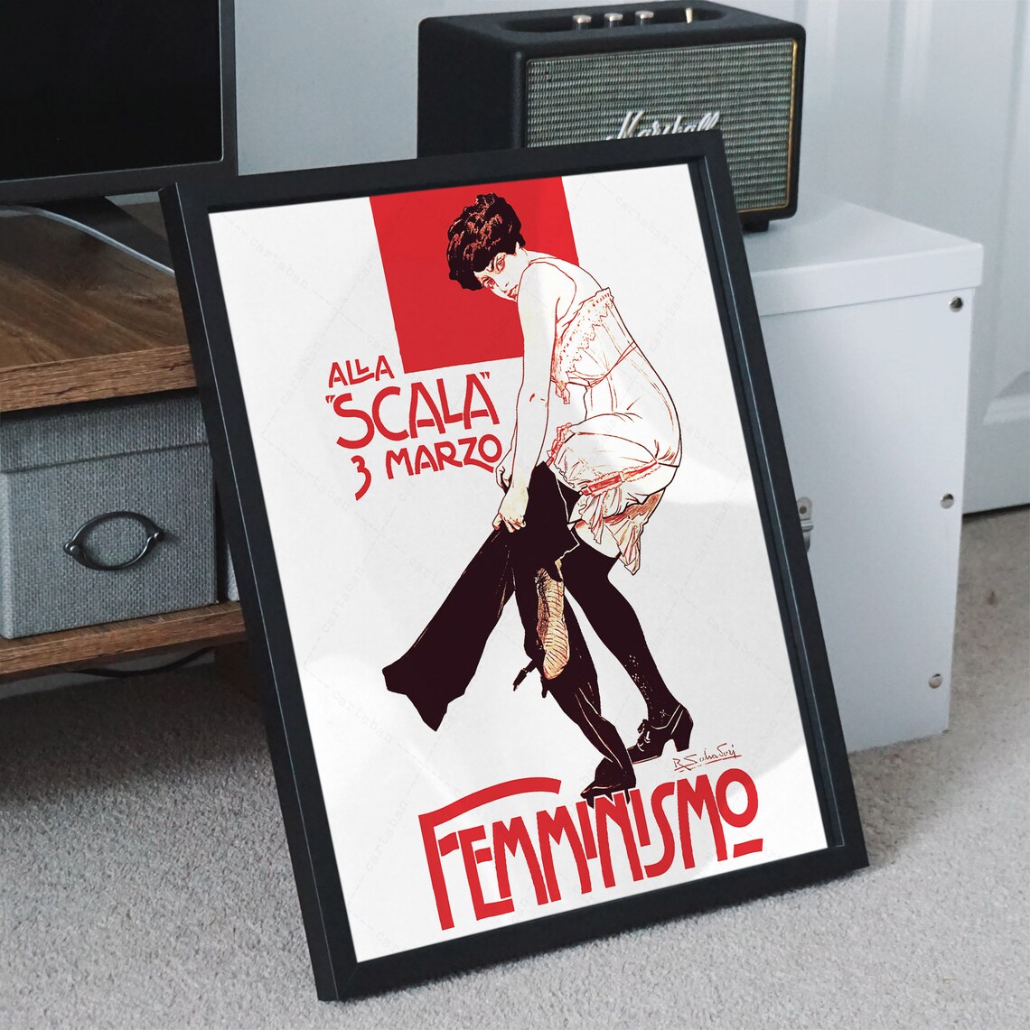 Vintage Italian Femminismo Alla Scala 3 Marzo Art Nouveau Poster - Image 3