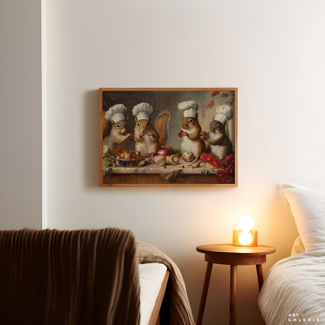 Cute Squirrels In Chef Hats Preparing Food Funny Kitchen Wall Art Poster - Image 3