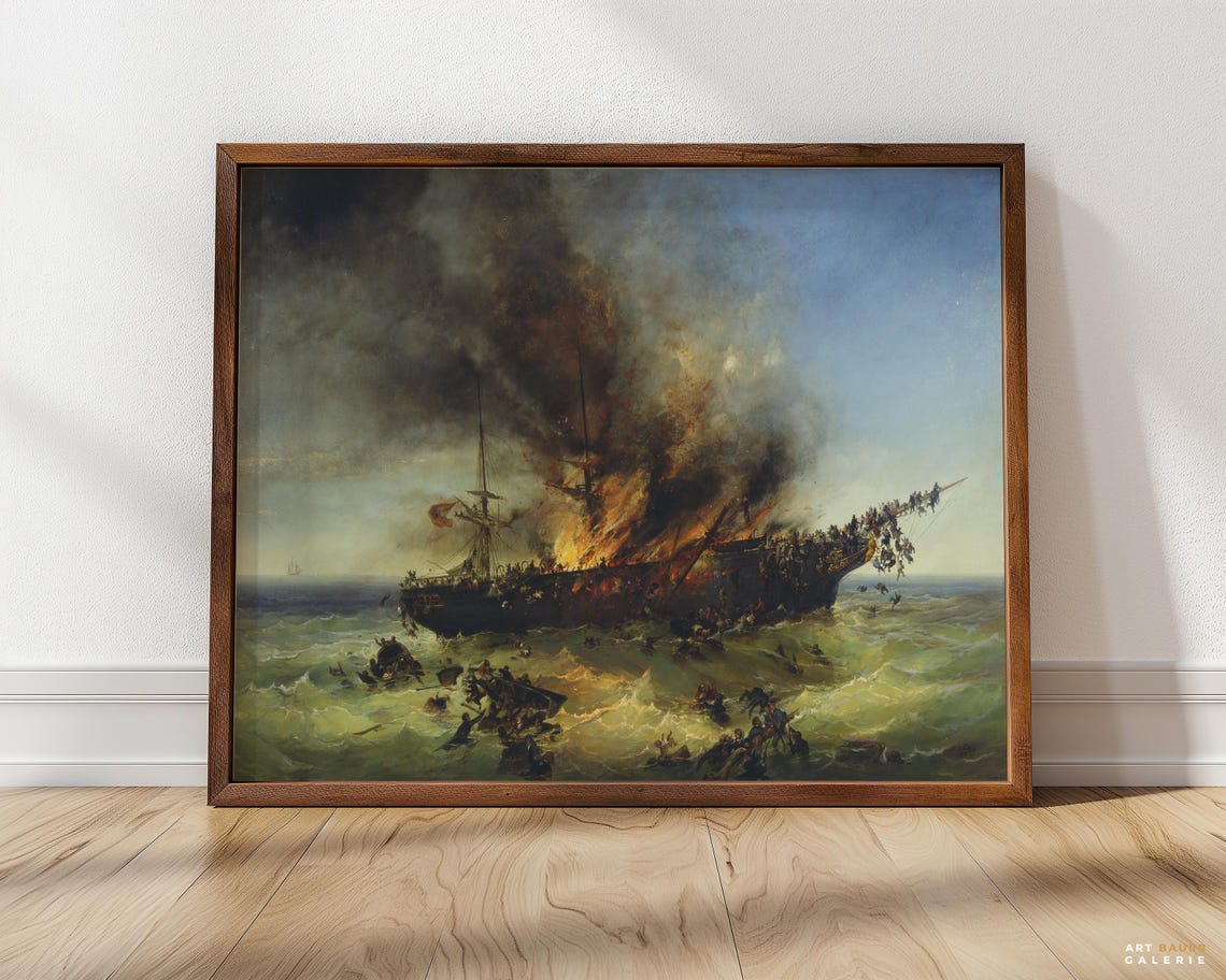 Puttner Sinking Of The Emigrant Ship Austria 1858 Maritime Poster