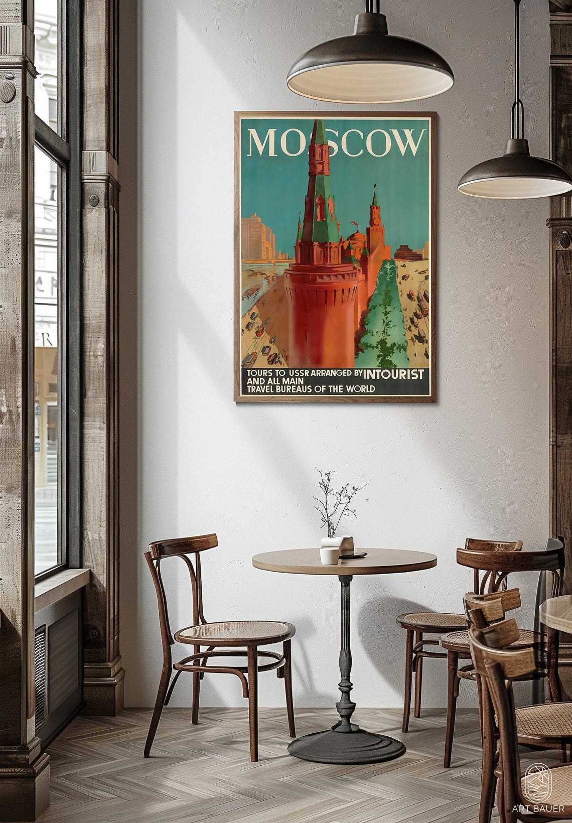 Vintage 1930s Moscow Travel Poster Intourist Kremlin Towers Art Print - Image 3