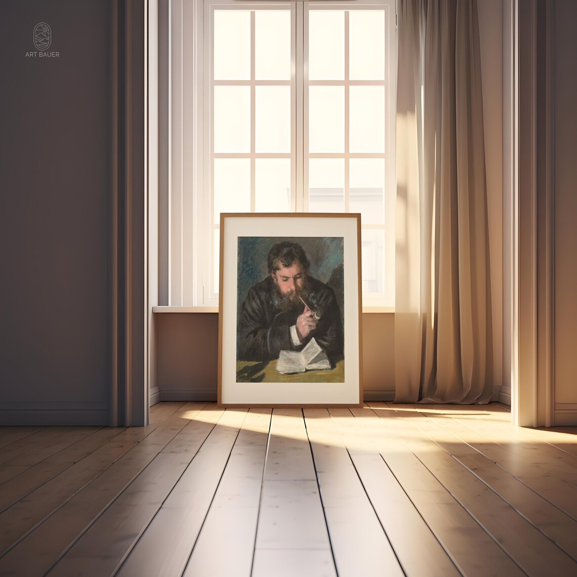 Auguste Renoir Portrait Of Claude Monet Reading Pipe Impressionist Poster - Image 5