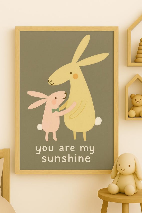 Pastel Bunny Nursery Art Print You Are My Sunshine Poster