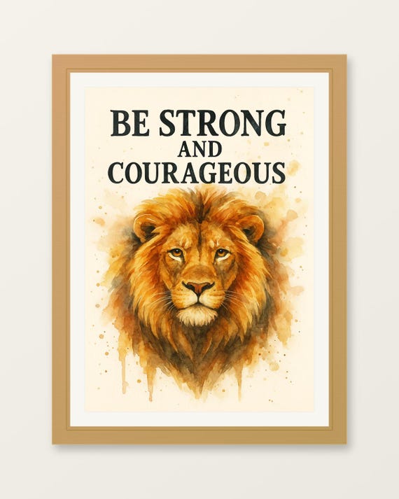 Courageous Lion Watercolor Portrait Nursery Office Bedroom Art