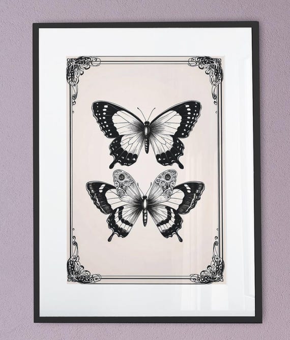Vintage Butterfly Art Nouveau Poster Print