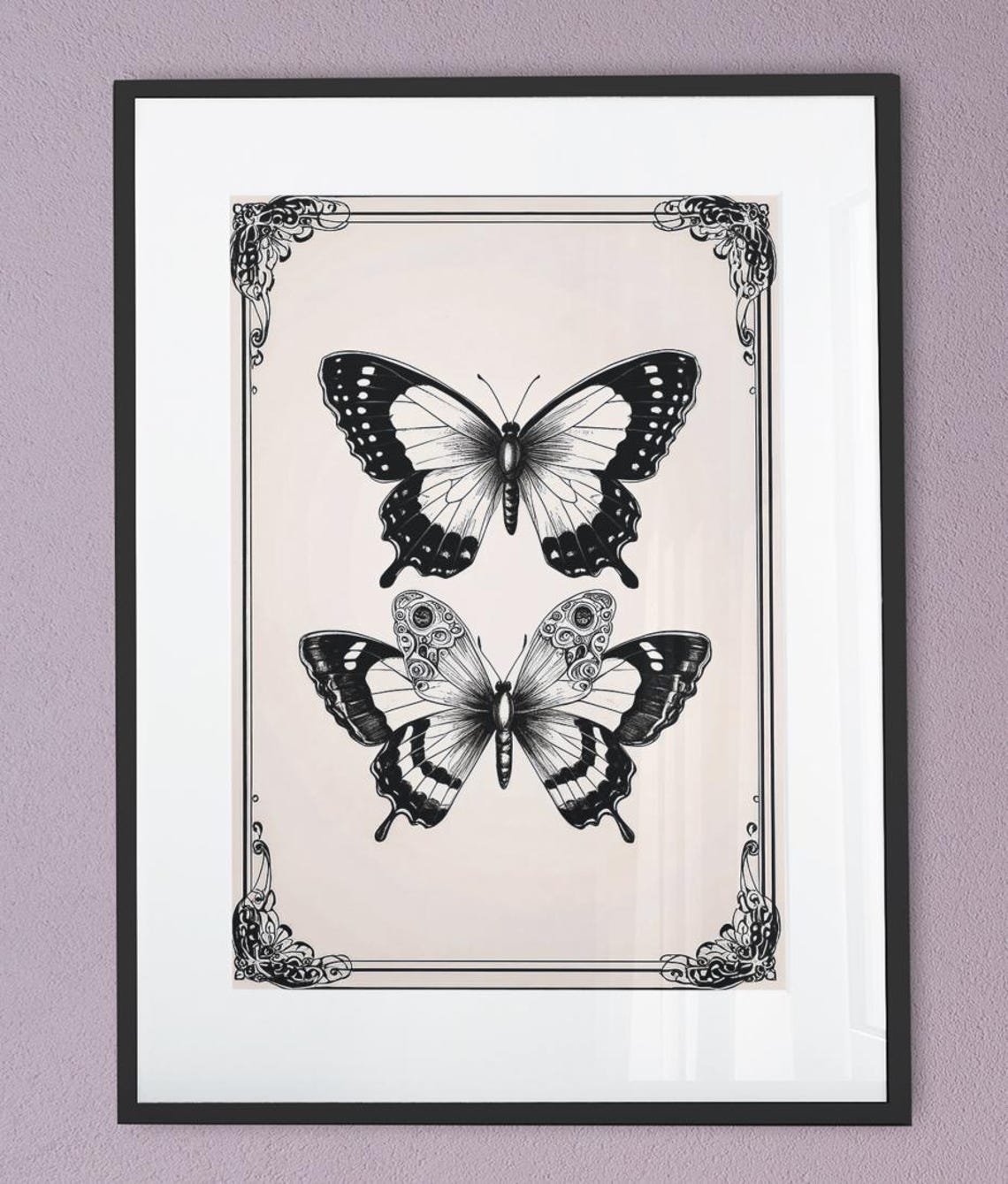 Vintage Butterfly Art Nouveau Poster Print