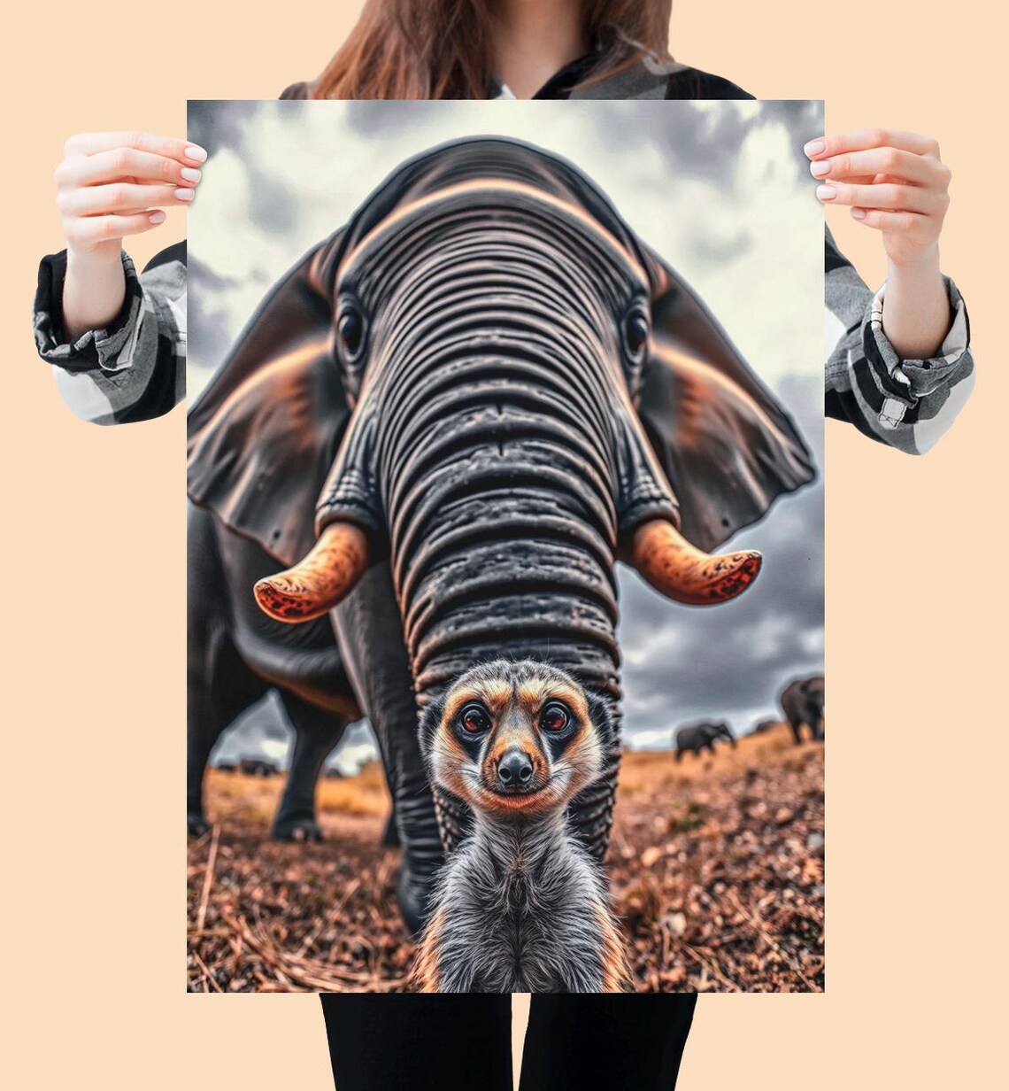 Meerkat Poster, Funny Animal Surreal Wildlife Art