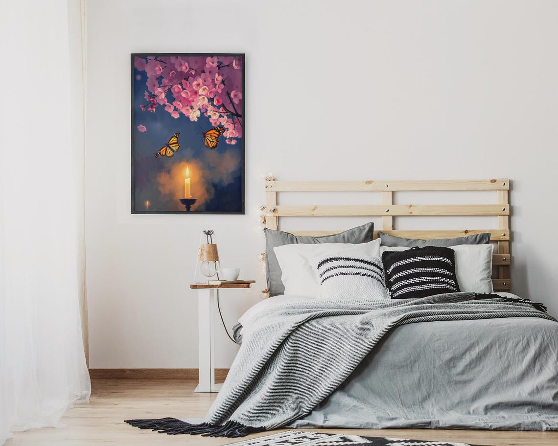 Butterflies Watercolor Cherry Blossom Art Print - Image 6