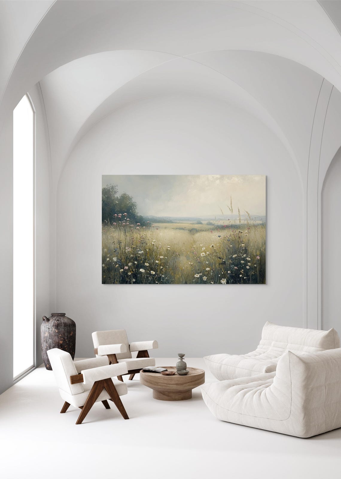 Vintage Wildflower Meadow Daisy Field Soft Pastel Floral Poster - Image 3