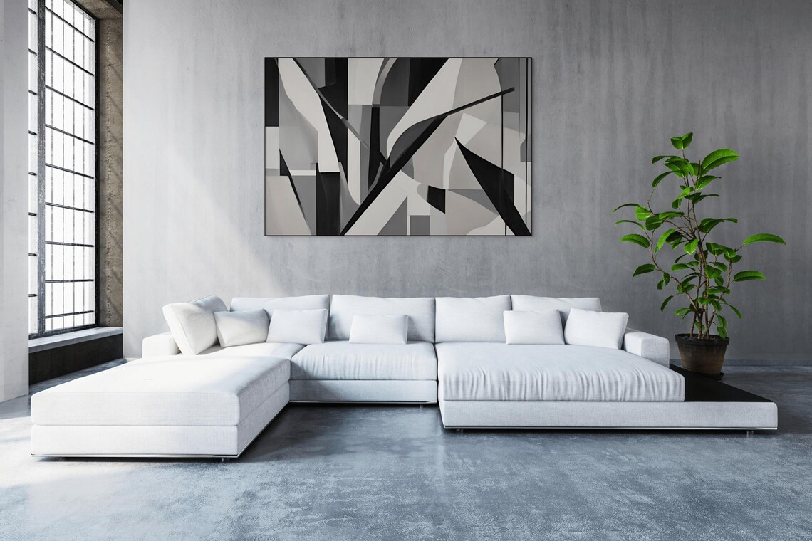 Monochromatic Abstract Wall Art, Contemporary - Image 5