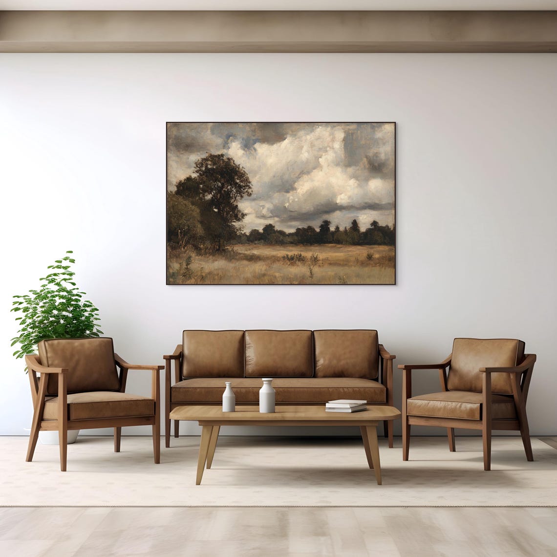 Warm Neutral Abstract Rolling Hills Earth Tone Modern Wall Art - Image 3