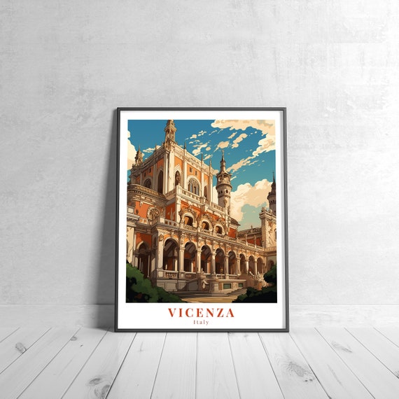 Vicenza Vintage Travel Poster Retro Italy Art Print Colorful Home Decor Wall Unique Gift