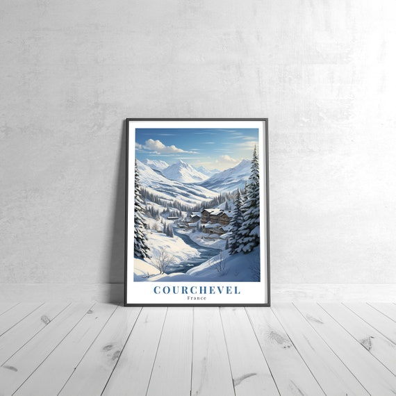 Courchevel Vintage Travel Poster Retro France Art Print Colorful Home Decor Wall Unique Gift