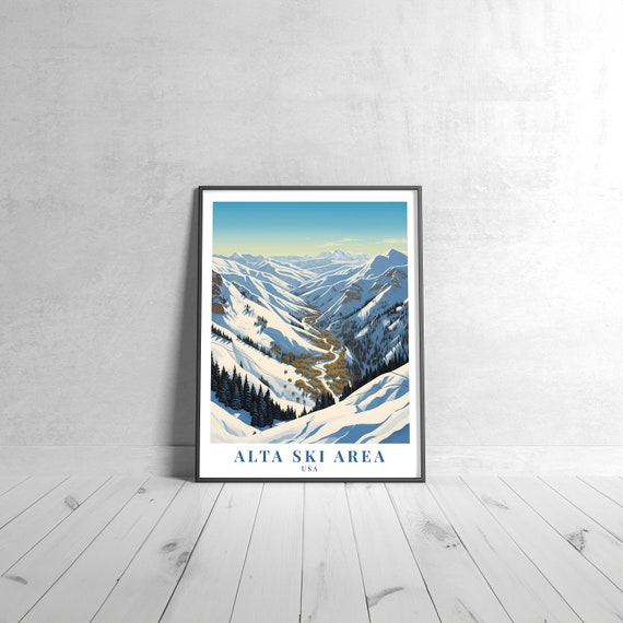 Alta Ski Area Vintage Travel Poster Retro Usa Art Print Colorful Home Decor Wall Unique Gift