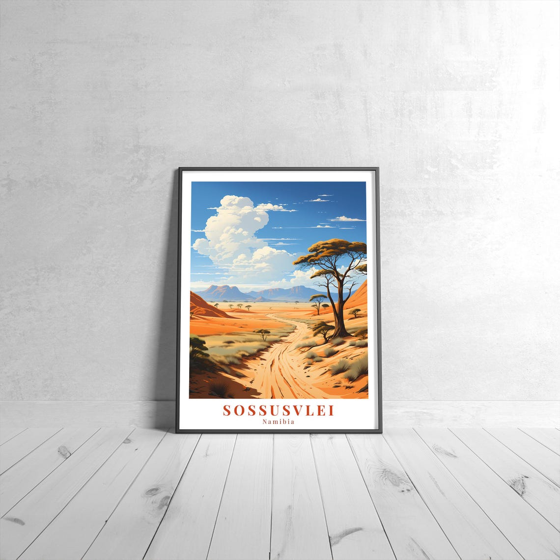 Sossusvlei Namibia Vintage Red Desert Dunes Safari Travel Poster