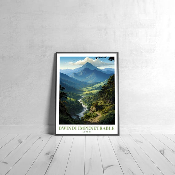 Bwindi Impenetrable Vintage Travel Poster Retro Uganda Art Print Colorful Home Decor Wall Unique Gift