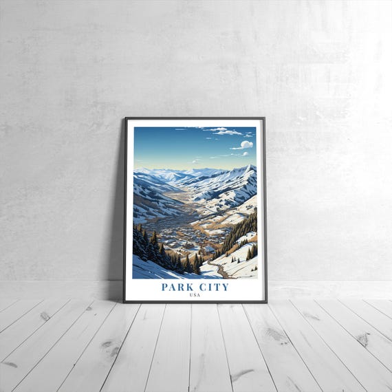 Park City Vintage Travel Poster Retro Usa Art Print Colorful Home Decor Wall Unique Gift