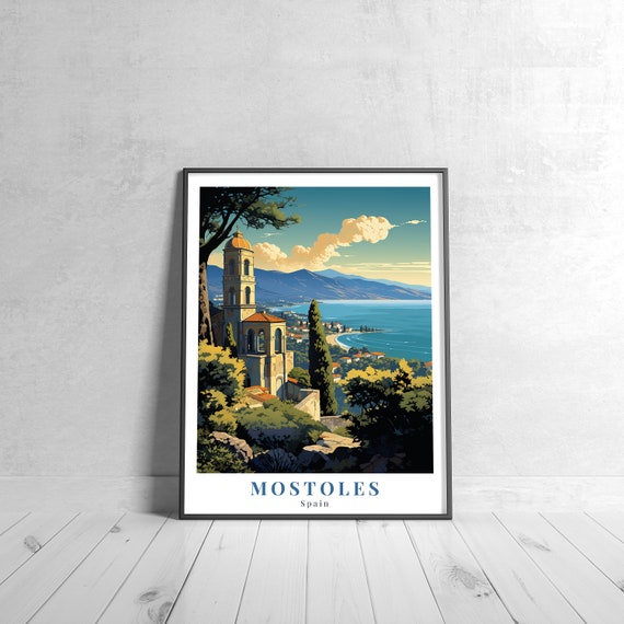 Mostoles Vintage Travel Poster Retro Spain Art Print Colorful Home Decor Wall Unique Gift