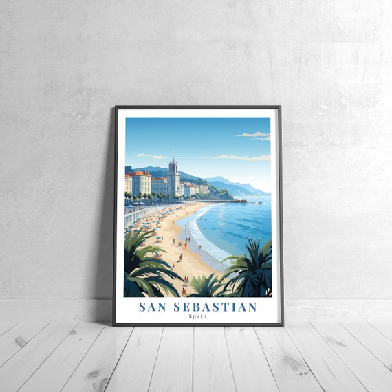 San Sebastian Vintage Travel Poster Retro Spain Art Print Colorful Home Decor Wall Unique Gift