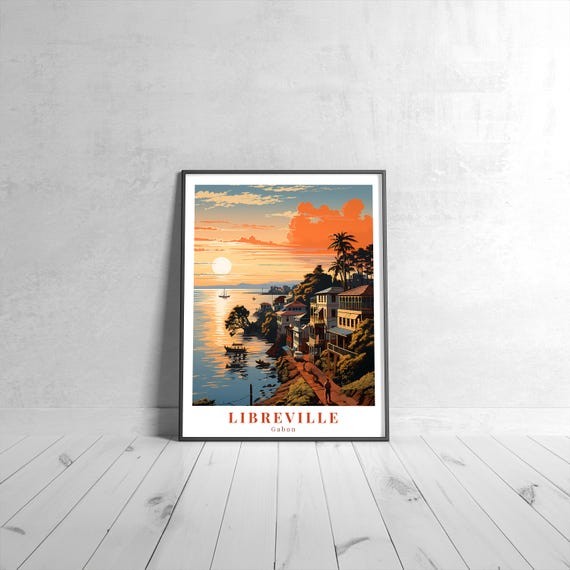 Libreville Vintage Travel Poster Retro Gabon Art Print Colorful Home Decor Wall Unique Gift
