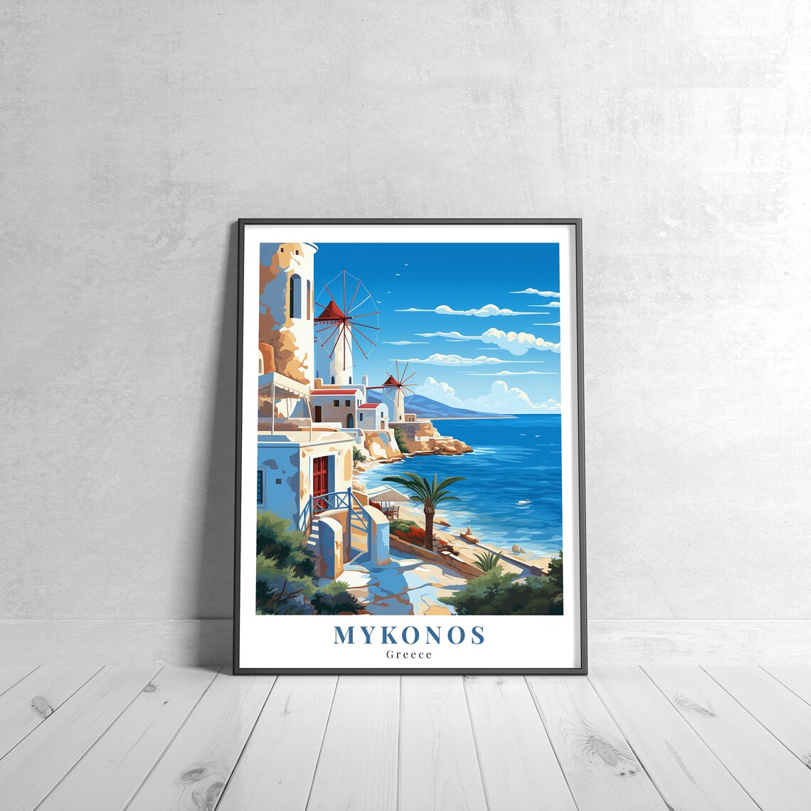 Mykonos Vintage Travel Poster, Greece Art Print