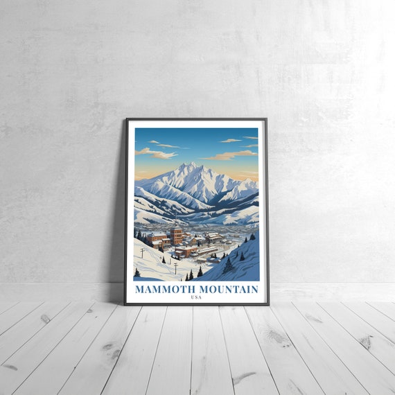 Mammoth Mountain Vintage Travel Poster Retro Usa Art Print Colorful Home Decor Wall Unique Gift