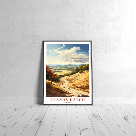 Brands Hatch Vintage Travel Poster Retro England Art Print Colorful Home Decor Wall Unique Gift