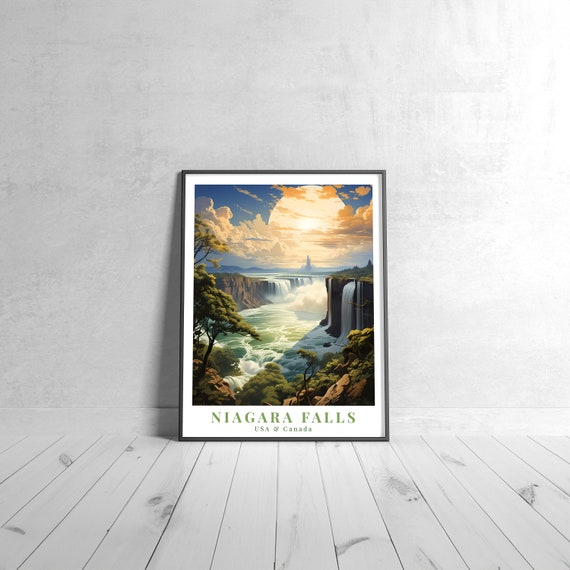 Niagara Falls Vintage Travel Poster Retro Usa Canada Art Print Colorful Home Decor Wall Unique Gift