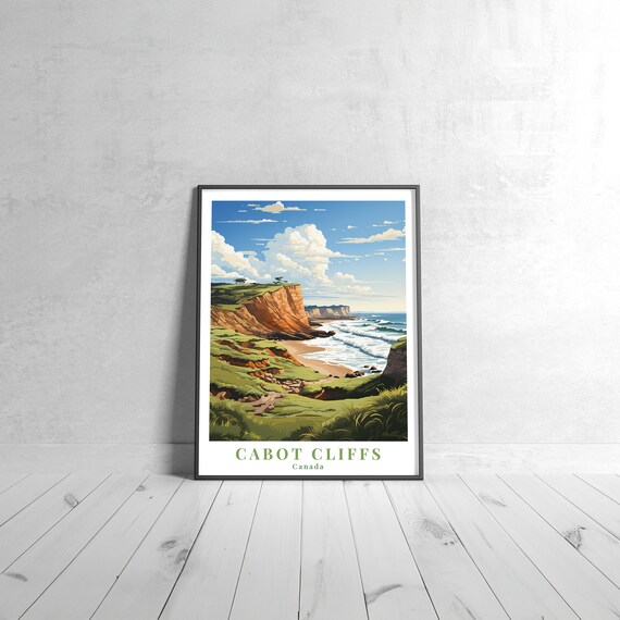 Cabot Cliffs Canada Coastal Cliffs Ocean Retro Travel Poster