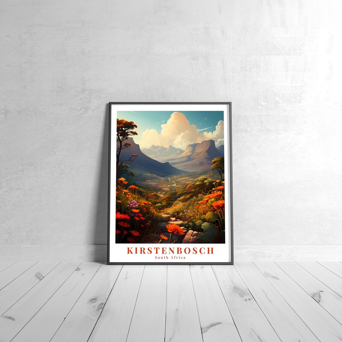 Kirstenbosch South Africa Vintage Botanical Garden Travel Poster