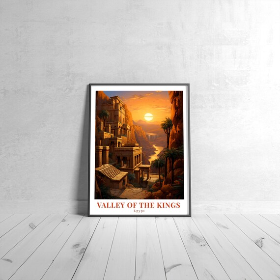 Valley Of The Kings Vintage Travel Poster Retro Egypt Art Print Colorful Home Decor Wall Unique Gift