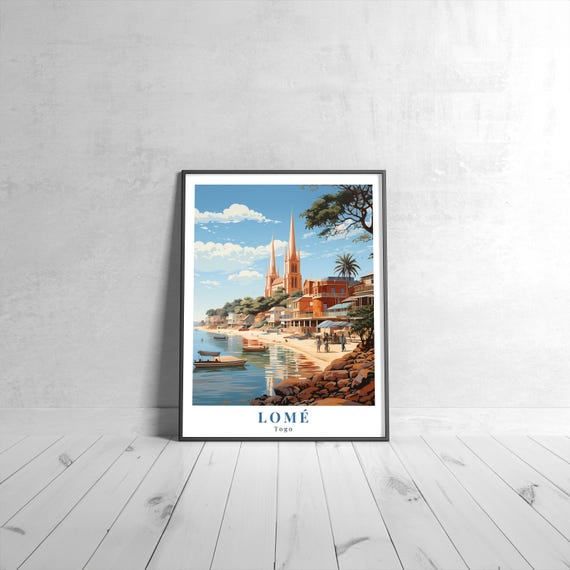 Lom Vintage Travel Poster Retro Togo Art Print Colorful Home Decor Wall Unique Gift
