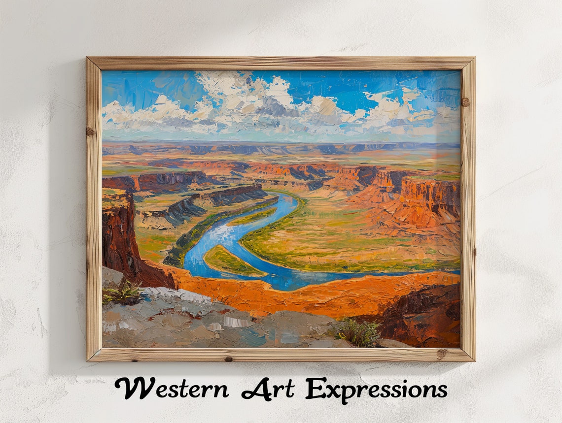 Colorado River Glen Canyon Wide Desert Panorama Oil Painting Poster