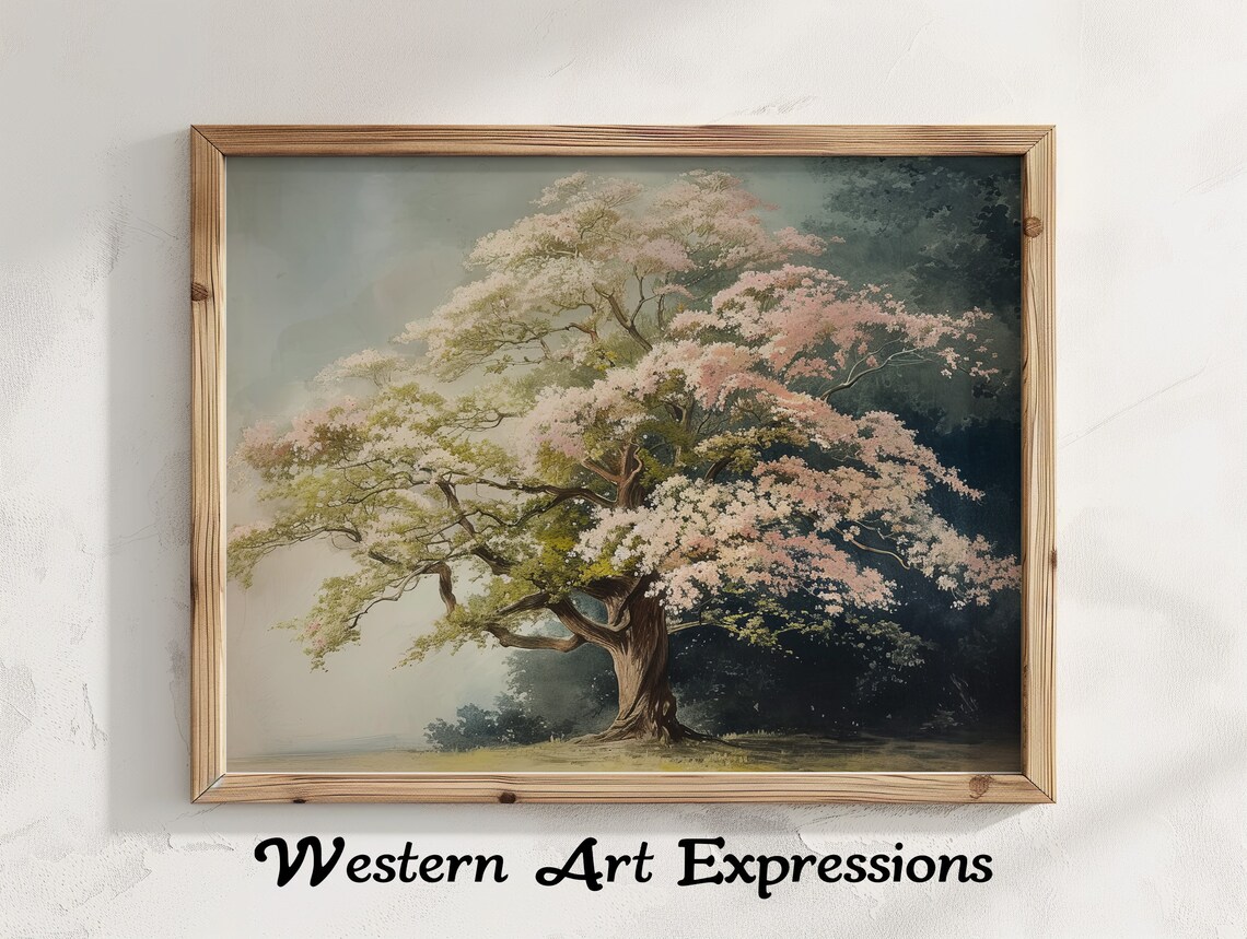 Early Bloom Dogwood Tree Vintage Spring Blossom Painting Poster