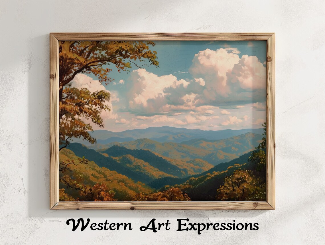 Blue Ridge Autumn Mountains Vintage Landscape Painting Poster