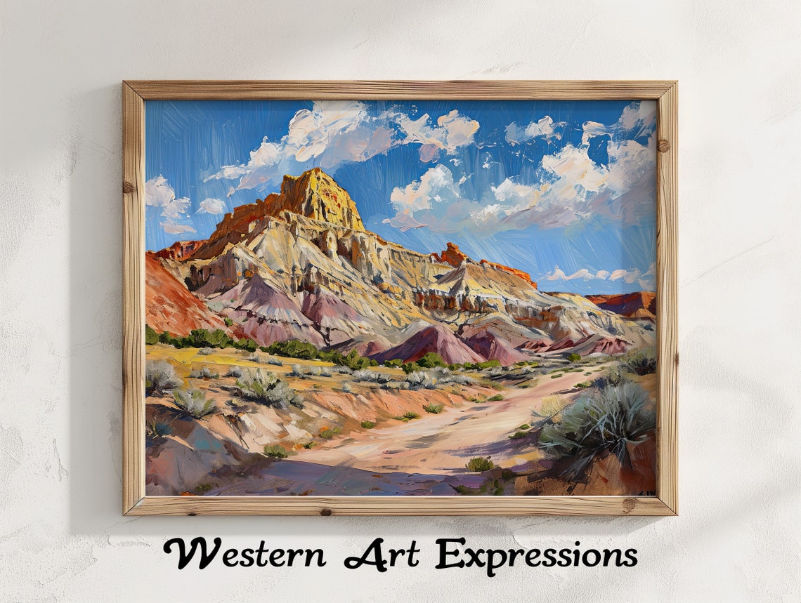 Capitol Reef Waterpocket Fold Desert Cliff Oil Painting Poster