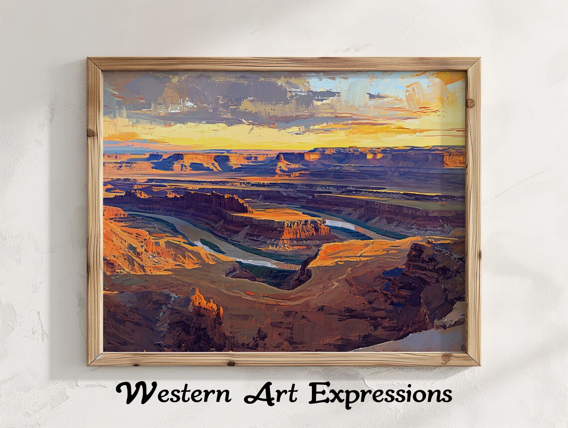 Green River Canyonlands Sunset Canyon Desert Oil Painting Poster