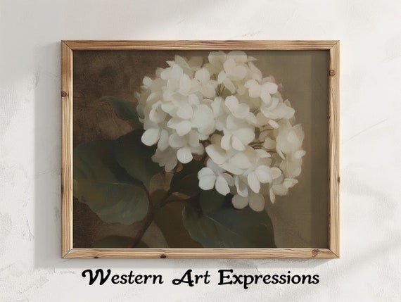 Antique Hydrangea Painting Vintage Floral Art Wall Classic Botanical Home Decor
