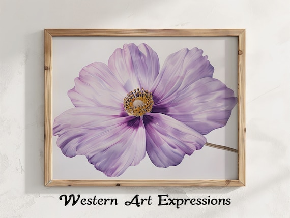 Cosmos Flower Watercolor Illustration Purple Floral Wall Art Botanical Print Large Poster Home Decor Bedroom Hanging