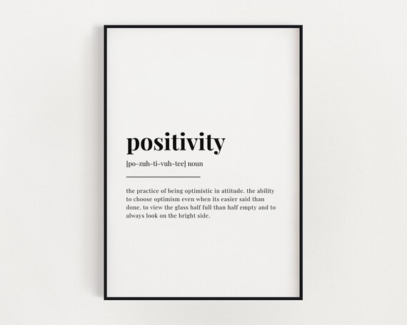 Positivity Dictionary Definition Inspirational Typography Word Poster
