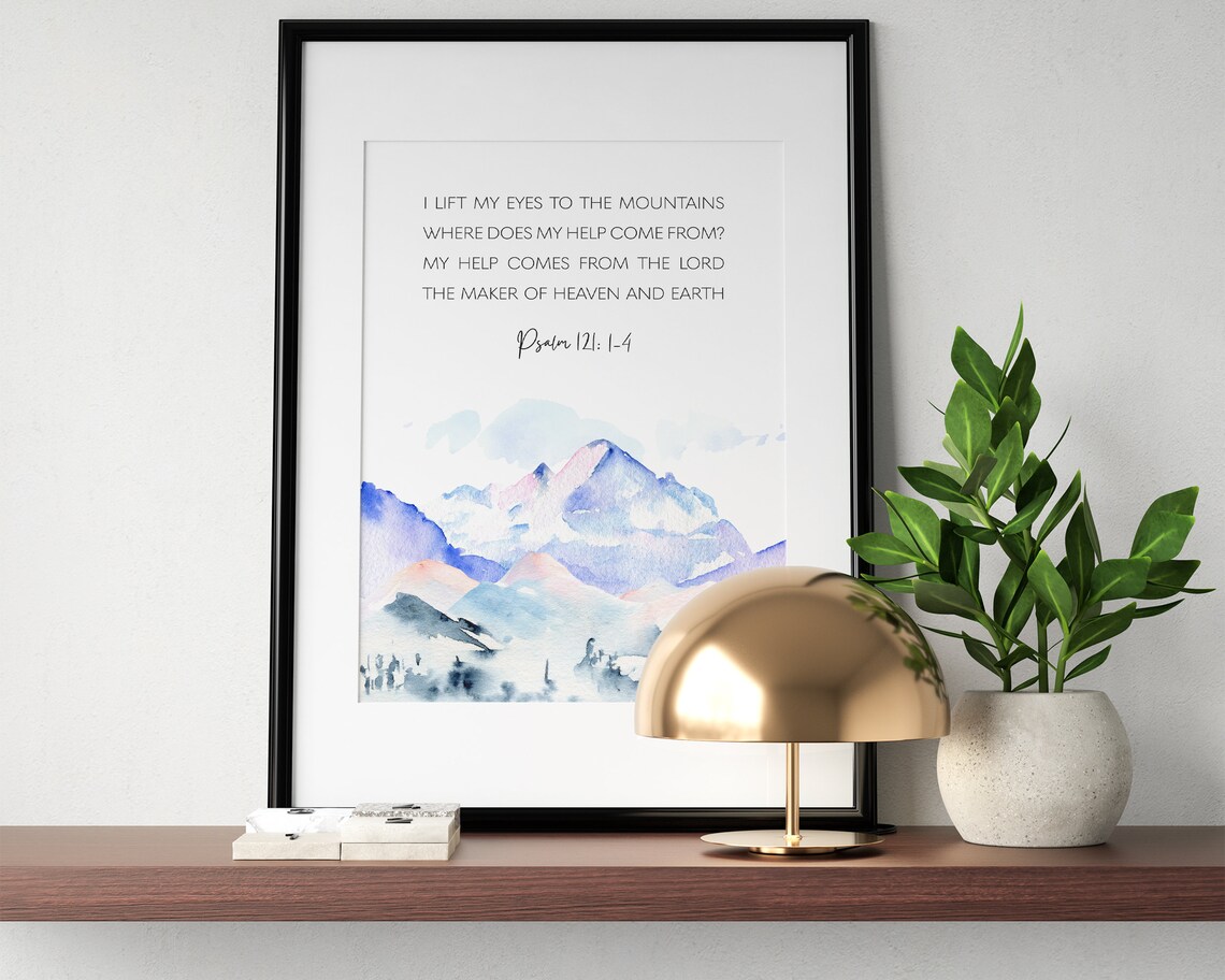 Psalm 121 1-4 Scripture Wall Art, Bible Verse - Image 3