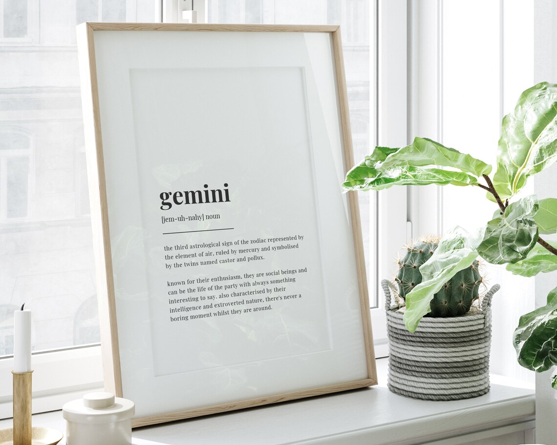 Gemini Definition Meaning Quote Print, Typography - Image 2
