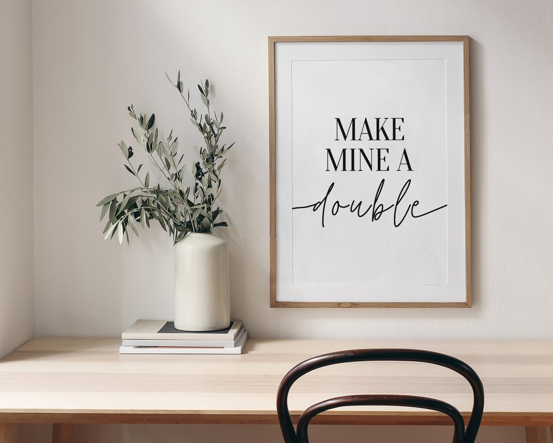 Funny Kitchen Wall Art, Make Mine A Double Art Print - Image 3