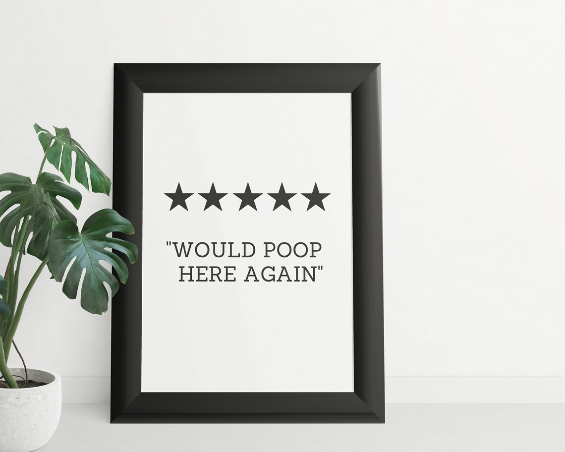 Poop Here Again Bathroom Quote Typography Art - Image 3