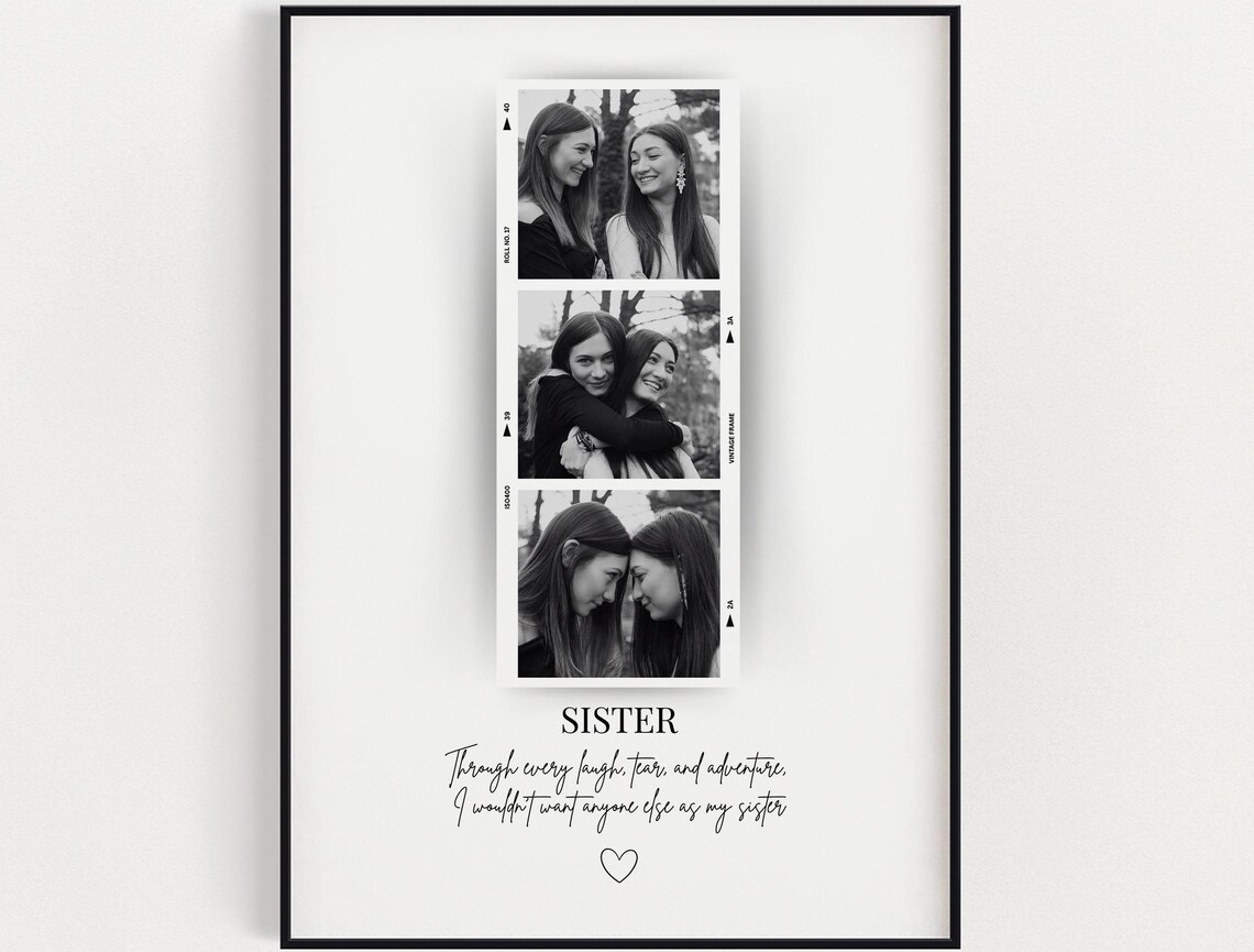 Personalized Sister Photo Print, Birthday Wall Art Gift