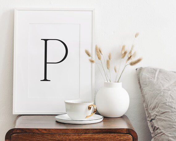 Elegant Letter P Serif Initial Monogram Minimalist Decor Poster