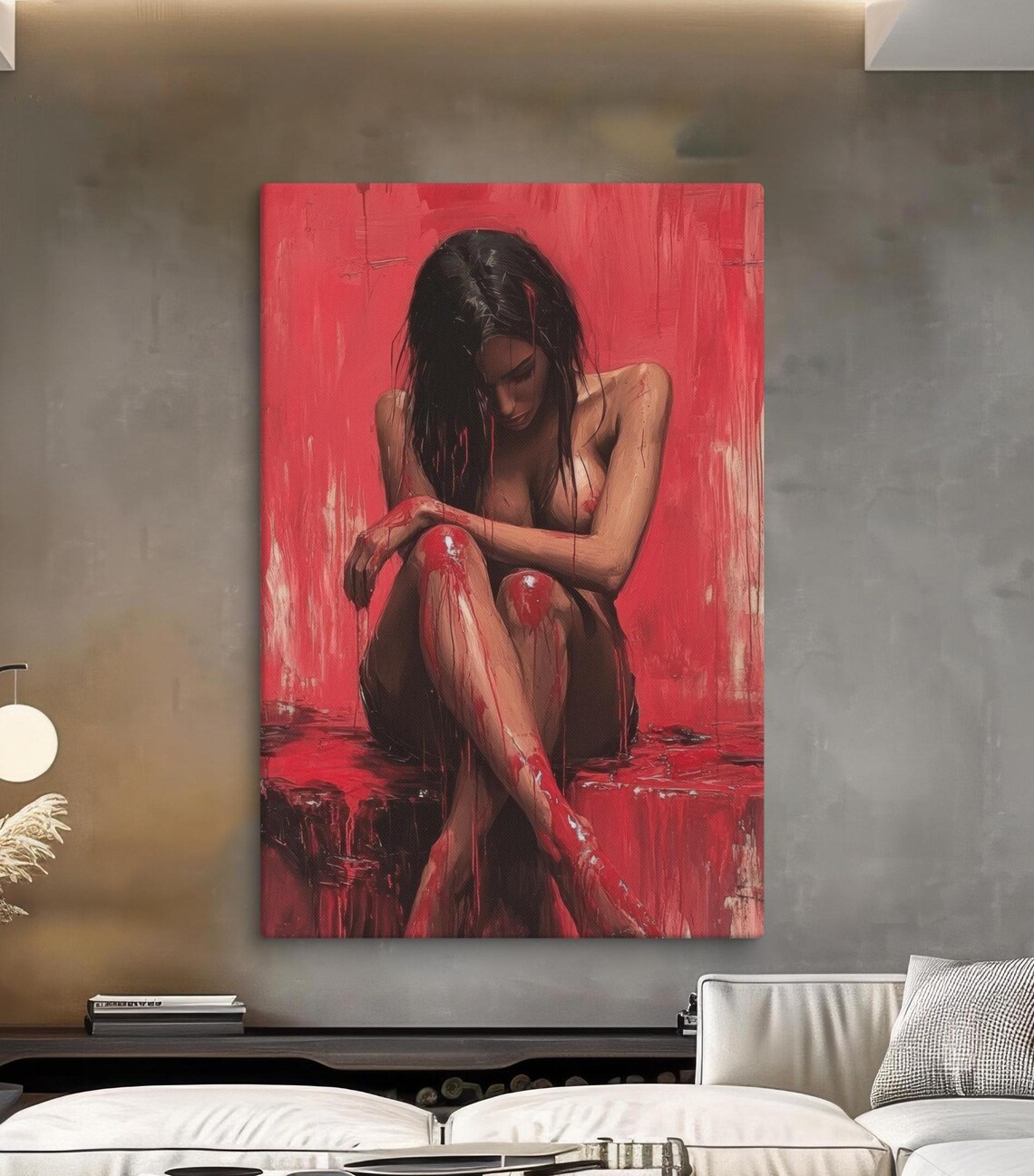 Red Passion Female Portrait, Modern Art Poster