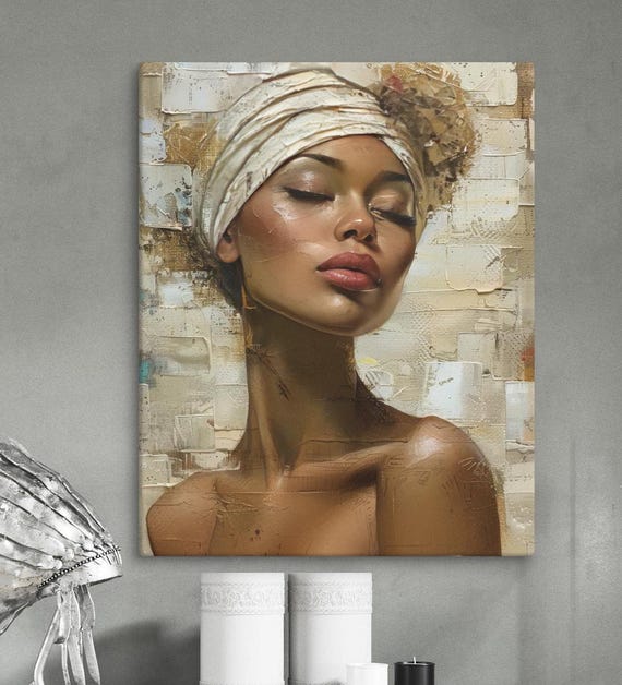 Elegant Woman Portrait Art Modern Wall Decor Realistic Female Beauty Painting Ready To Hang