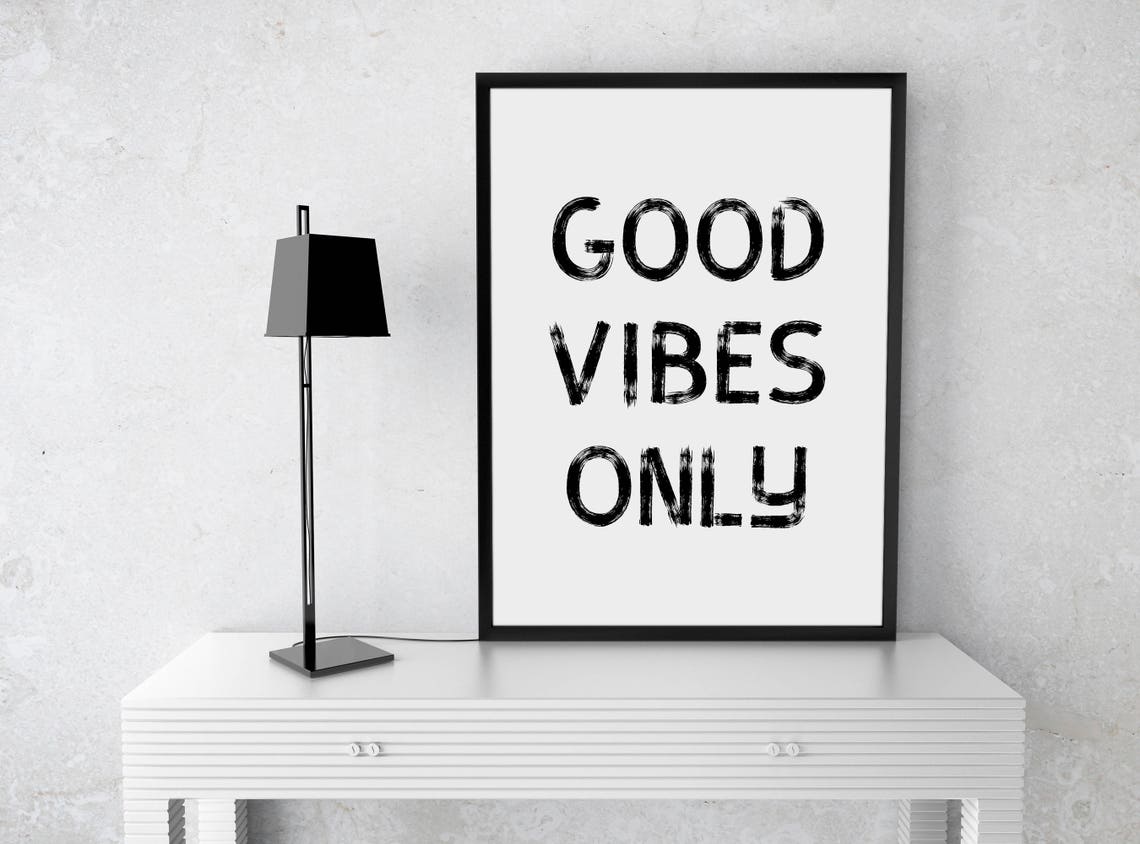 Good Vibes Only Brush Stroke Typography Motivational Quote Art Poster - Image 2